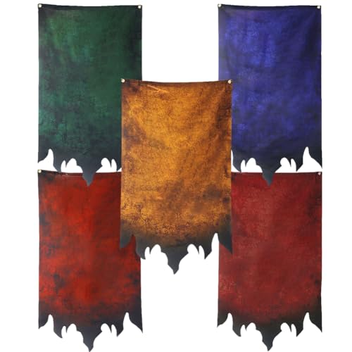 5 Stück Harry-Hogwarts-Haus-Flagge,Potter Flagge Set,für Geburtstag Geschenke Deko Flagge,Party Urlaub Dekoration Banner Set,Haus Wand Deko (50X30CM)