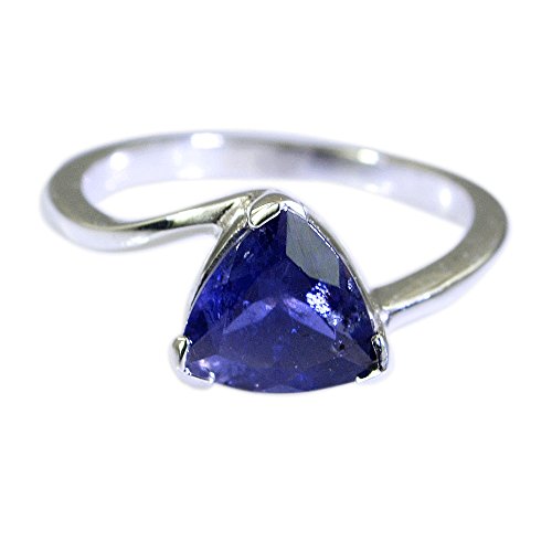 Bague iolite véritable en argent massif style trillion chic pour femme