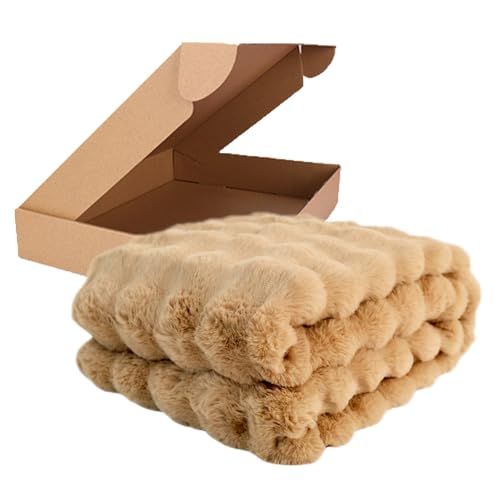 Artificial Fur Wool Bubble Blanket, Soft and Comfortable, high Plush Blanket, Suitable for Sofa, Bed, Outdoor Leisure (Cream, Twin (60