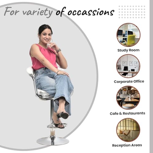 Image of GOYALSON Classic Height Adjustable and Revolving Bar Stool Kitchen Chair (3, White)