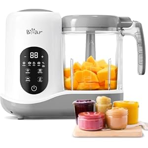 Bear Produttore aliment Cuocipappa Multifunzione,Mixer multifunzionale 7 in 1 per Bébé,Cottura e tritatura automatica,Funzione autopulente,Controllo touchscreen