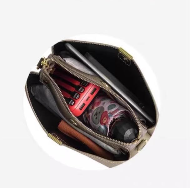 Image of Small Women Soft Genuine Leather Shoulder Bag Crossbody Purses for Lady Bucket Handbag