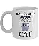 mmandiDESIGNS Moody Depressed Cat Coffee Mug Rain Cloud Over Cats Head Perfect Grumpy Sad Mad Male Female Present Ceramic Tea Hot Chocolate 15oz