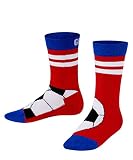 FALKE Unisex Kinder Active Soccer Socken Baumwolle Schwarz Blau viele weitere Farben verstärkte Kindersocken mit Muster atmungsaktiv dünn bunt mit Streifen Fußball und Slogan 1 Paar