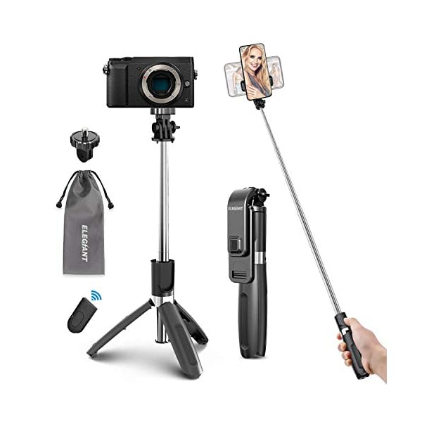ELEGIANT Selfie Stick Stativ 4 in 1 Selfiestick (100cm) Selfie-Stange Stab Dreibein mit Bluetooth Fernbedienung Handyhalter für Action-Kamera Gopro Smartphone
