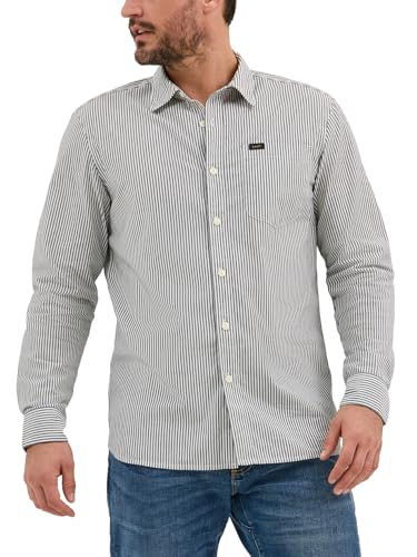 Lee Men's All Purpose Classic Fit Long Sleeve Shirt, Ecru Stripe, X-Large