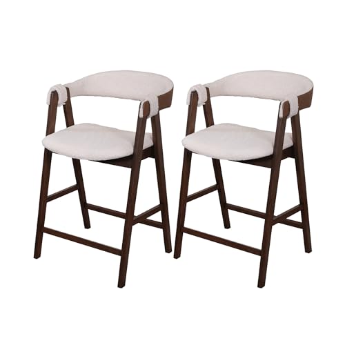 Image of CONSDAN Set of 2 Space-Saving Solid Wood Bar Chairs - Stylish Compact Design, Natural Finish for Home & Apartment