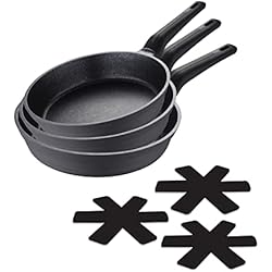 Lote 3 Sartenes San Ignacio Carrefour SAN IGNACIO Bistro | Sartenes Antiadherentes | Set de 3 Piezas de 20, 24 y 28cm de Diámetro con Protectores | Fabricadas con Aluminio Fundido | Juego de Sartenes | Aptas para Todo Tipo de Cocinas