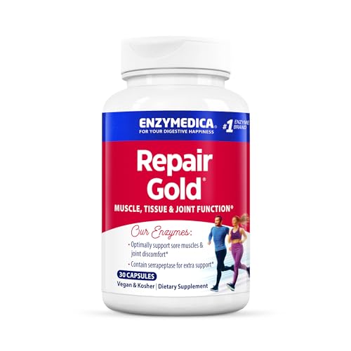 Enzymedica, Repair Gold, Proteolytic Enzymes, Joint Support Supplement,[a] Promotes Muscle Recovery & Tissue Function, 30 Count