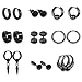 Set di 9 paia di orecchini da uomo in acciaio inox, ipoallergenici, orecchini rock, orecchini a forma di croce, per unisex (7 mm - 12 mm), Acciaio inossidabile immagine