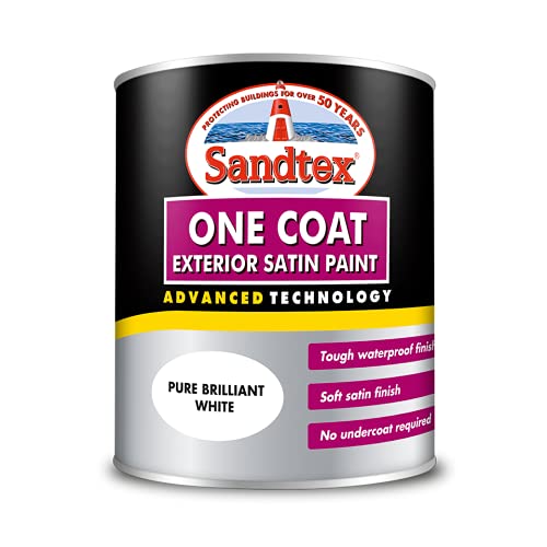 Sandtex One Coat Exterior Satin Paint 750ml Brilliant White