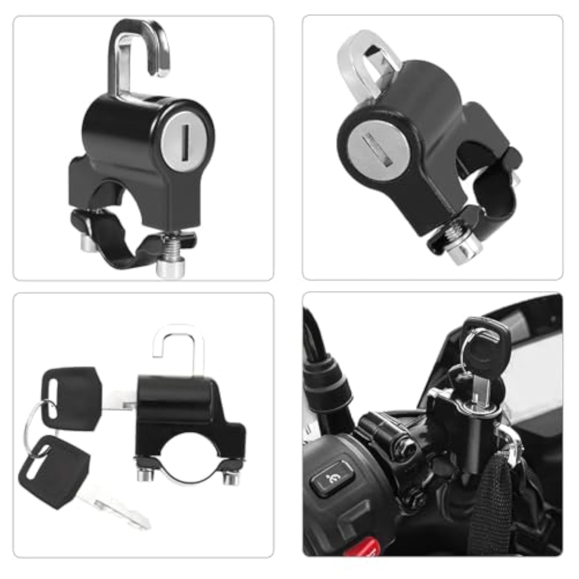 Motorcycle Universal Helmet Lock with 2 Keys, Anti-Theft Security