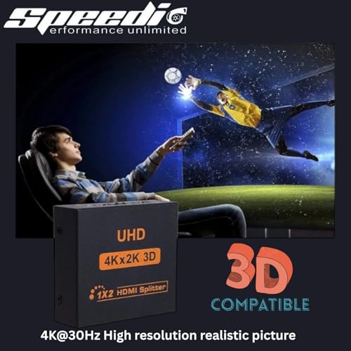 Image of Speedio Screen Mirror (1 Input 2 Output - Hdmi) with Power Adapter (No Switch) Mirroring Box | Splitter for TV, PC, Laptop, Fire Stick, PS4, PS5, Xbox (Non-Switch Model) - Pack of (1)