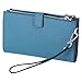 Michael Kors Jet Set Travel Large Double Zip Wristlet Phone Wallet Teal Blue