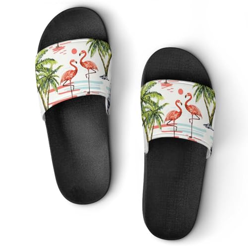 Chaussons de Maison Flamant Rouge : Claquettes Style Slide pour Spa et Détente