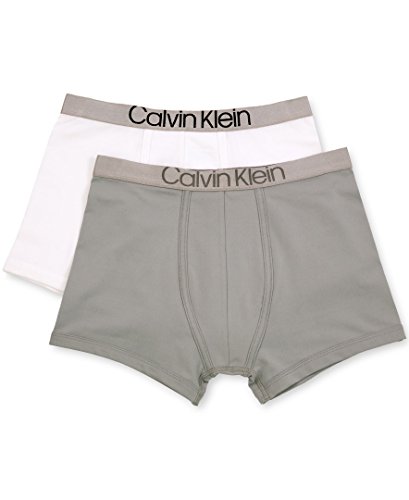 Calvin Klein Boys' Big Steel Micro Boxer Brief Underwear, Multipack, Neutral Gray/Classic White, Large (12/14)