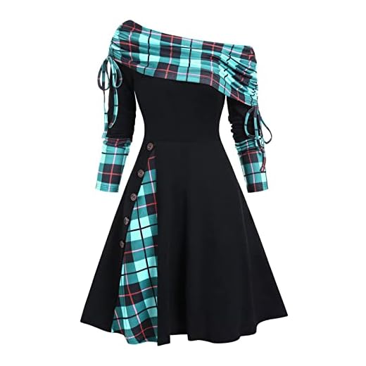 QUFECH Bodycon Dresses for Women, Brown Dress Plus Size Fall Dresses Wedding Guest Dresses Women's Convertible Neck Cinched Striped Flare A Line Dress Long Sleeve Women, Women's Dresses (M, a-Green)