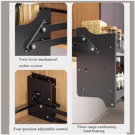 Adjustable Pull Down Shelf Organizer for Cabinets - 22" Height & 12" Depth, Kitchen Storage Solution for Easy Access & Space Efficiency, Perfect for Home Organization