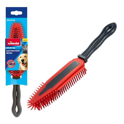 Vileda PetPro Electrostatic Brush Ideal for Pet Hair Removal from Carpets and Furnishings Small Spaces Rubber Brush for Pets Hair Washable and Long Lasting
