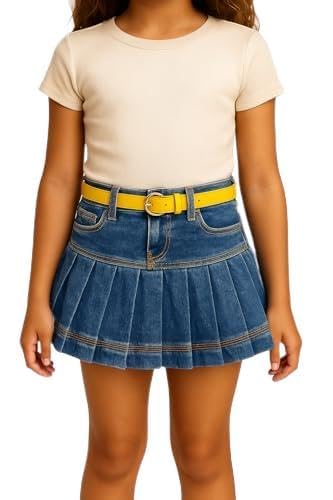 Image of KK & SONS Stylish Denim Skirt for Girls(Blue Denim with Belt)