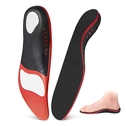 Plantar Fasciitis Feet Insoles Arch Supports Orthotics Inserts Relieve Flat Feet, High Arch, Foot Pain (Black, S:Men 6-8 / Women 7-9)