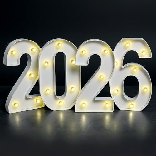 Image of KatchOn, Led Light Up 2026 Sign - 8 Inch | 2026 Marquee Numbers for Graduation Decorations 2026 Light Up Numbers for Graduation Party Supplies 2026 Light Up Numbers for Graduation