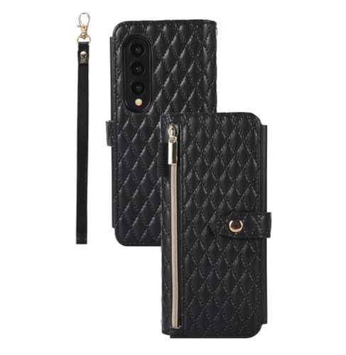 Étui de téléphone en cuir à rabat pour Samsung Z Fold 4 Fold 5 portefeuille noir