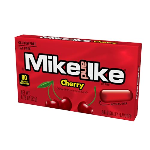 Image of Mike and Ike Cherry Candy, 0.78 Ounce Box (Pack of 24), Red Candy