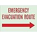 Brady 90634, 10" x 14" B-401 BradyGlo Emergency Evacuation Route Sign, Red on Glow, Pack of 4 pcs