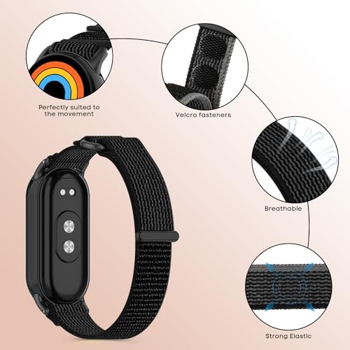 RenSheng 2 PCS Nylon Strap For Xiaomi Mi Band 8 Straps,Soft and comfortable Woven Strap Compatible with Xiaomi Mi Band 8 Band Replacement Strap - Image 3