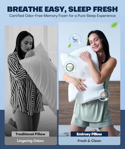 Sleep Doctor Approved Cervical Neck Pillow Sleeping, Ergonomic Contour Side Sleeper Pillows Adults, Cooling Orthopedic Pillow Pain Relief Support, Memory Foam Back Stomach Sleepers White Standard