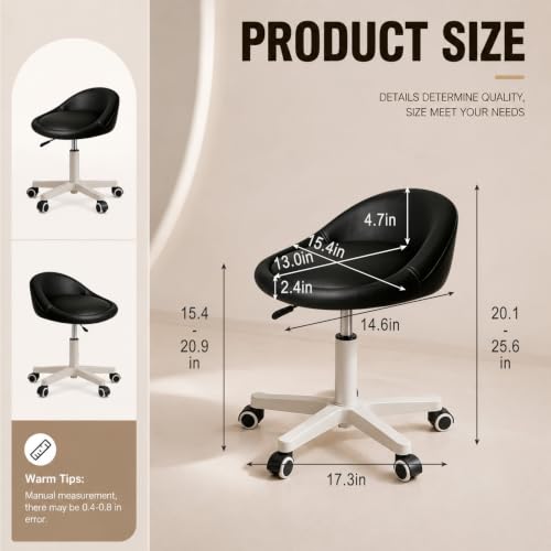 Image of Rolling Stool Low Backrest, Adjustable Swivel Stool with Wheels