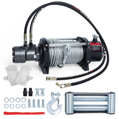 tekstap 15000LBS Hydraulic Winch,Steel Cable 0.4IN x 78FT,Gear Ratio:36/1,Hydraulic Motor:BMR80,Suitable for Vehicles with Hydraulic Stations, Off - Road Truck,Rescue Vehicles,Trailer,Fire Engines