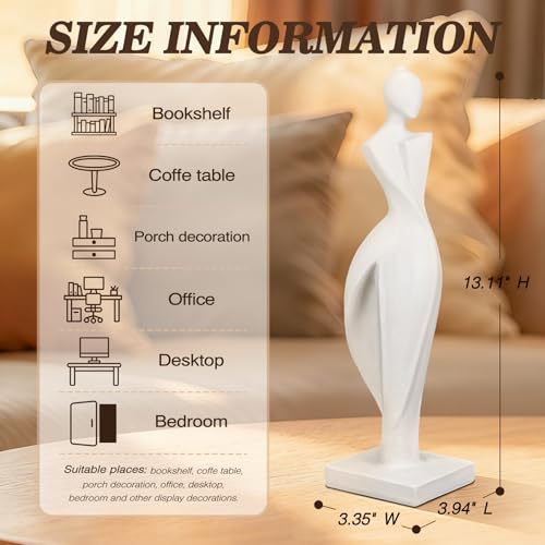 Estatua abstracta femenina moderna en resina blanca miniatura 3