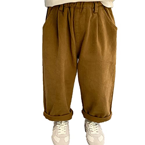 iiniim Toddler Kids Boys Loose Long Pants Elastic Waist Casual Linen Solid Trousers2