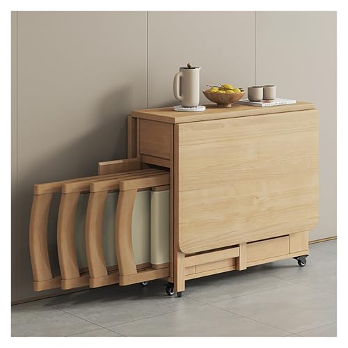 table a manger pliante Table À Manger Pliante Et Chaises, Table À Abattant Rétractable En Bois Massif Avec Tiroir De Rangement For Salon, Hospitalité,...