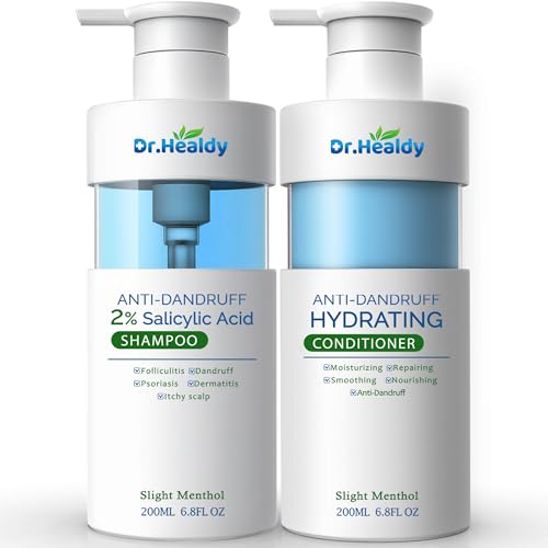 Image of Dr.Healdy Anti-Dandruff Shampoo and conditioner set-2% Salicylic Acid,Stop Flaky and Itchy Scalp - Sulfate Paraben Free, Intense Care for Women and Me 13.6 FL Oz (Pack of 2)