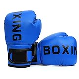 FUMEI Guantes de Boxeo para Niños para Sparring, Saco de Boxeo, Muay Thai y Kick Boxing, MMA, 6oz (Azul-02)