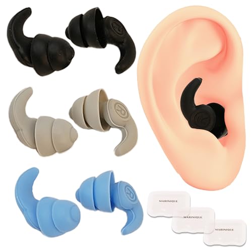 MARINIQUE - 3 Pares Tapones Oidos Natación Reutilizables, hechos de siliciona flexible ultrasuaves, reduce el ruido para natación, dormir, estudiar. Protegen tus oídos en deportes acuáticos. 36dB