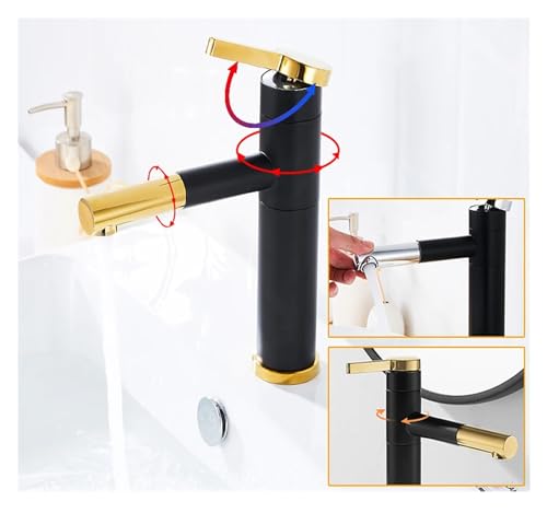 Grifo de lavabo basin mixer negro cromado con caño giratorio 360 5
