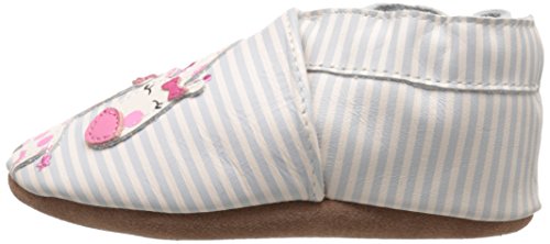 Robeez Baby Girls Little Peanut Shoes Soft Soles Traditional Silhouette White And Blue Stipes With Giraffe 18-24 Months Infant #TOP7