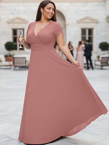 Image of KOH KOH Womens 2026 Sexy Cap Short Sleeve V-Neck Flowy Cocktail Gown