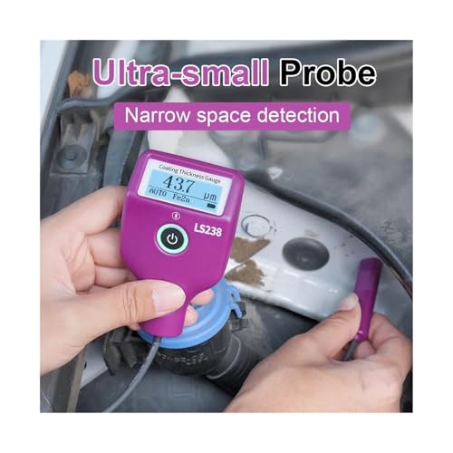 Medidor de espesor de pintura, medidor digital LS238 0.0-3500μm Fe/Al, probador de recubrimiento de coches con sonda pequeña de alta precisión para automóviles miniatura 2