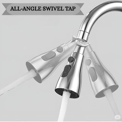 Image of 360 Degree Water Saving Faucet Adjustable | Tap filter, Tap extender for kitchen sink | Flexible Anti Splash Water Saving Movable | Sprinkle Head Nozzle for & Kitchen (2, Chrome)