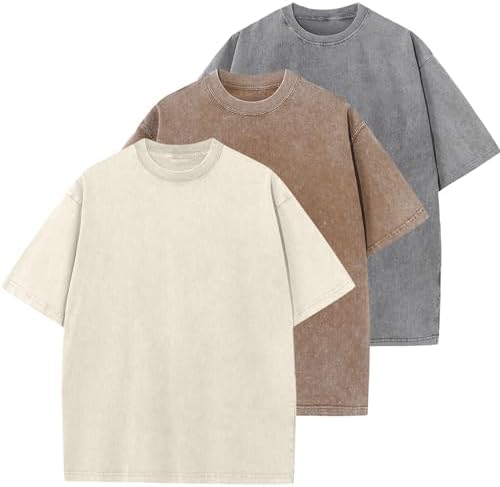 Oversized T-Shirt für Herren Heavy Baumwolle Regular Fit Basic Männer T-Shirt Set Casual Sommer Tops