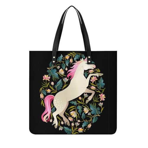 Sac à main shopper licorne sautante grand sac fourre-tout pour femme et voyage
