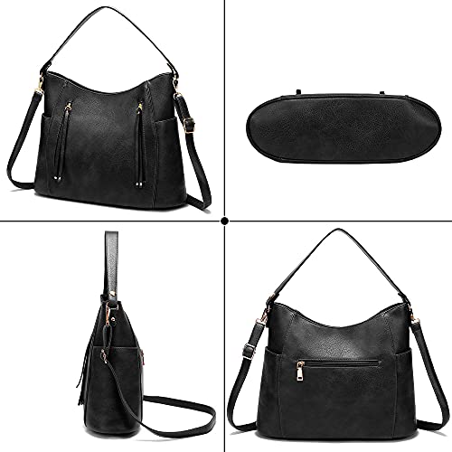 Image of Hobo Shoulder Bag Multi Pockets Purse Handbags Leather Tote Bag Large Crossbody Bag