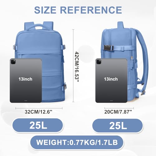 Image of coowoz Travel Backpack for Women Men,Carry On Backpack,Hiking Backpacks Outdoor Sports Rucksack Casual Daypack Travel Essentials Sky Blue