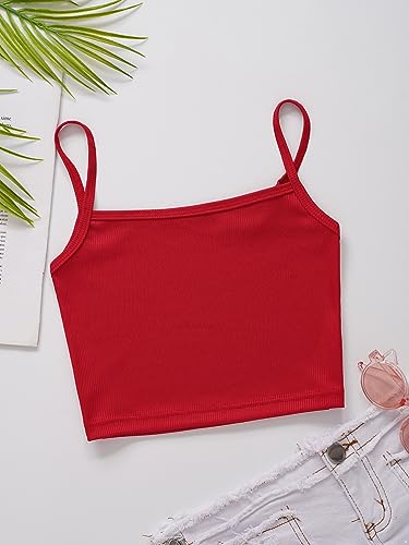 Alvivi Top de Tirantes para Niña Camisetas Básicas de Algodón Sólido Camisola Interior Sujetador de Entrenamiento Gimnasio Yoga 8-14 Años Rojo 12-14 años