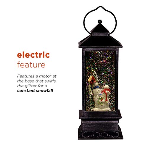 Alpine Corporation Qva126Sl Lantern Snowman Snow Globe Holiday Décor, Black #TOP4